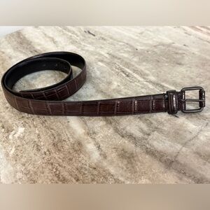 BOTTEGA VENETA Genuine Crocodile Skin Belt Buckle Dark Brown $950 Exotic Luxury